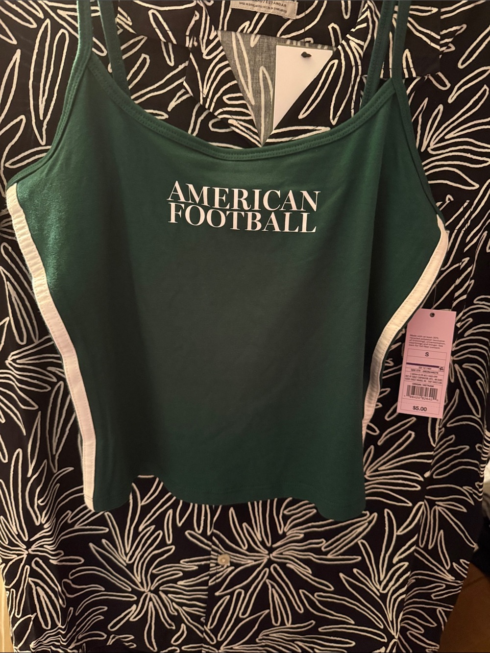 wild fable Green and White 'American Football' Scoop Neck Cami